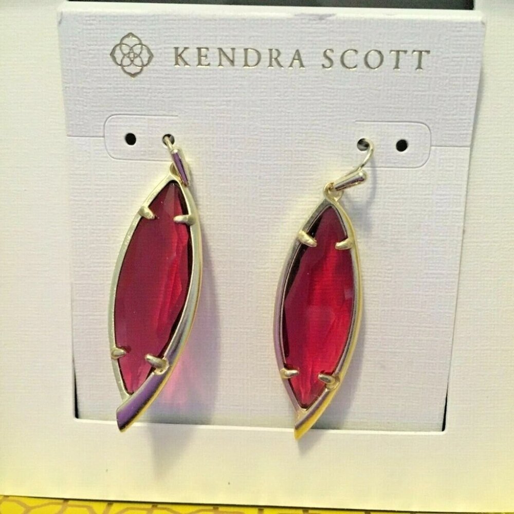 Kendra Scott Maxwell Earrings in Gold/Berry Glass- New in Box